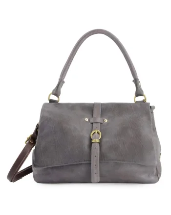 Geanta crossbody  piele naturala, 5 compartimente interioare, dimensiuni 29x16x13cm, curea, Gri