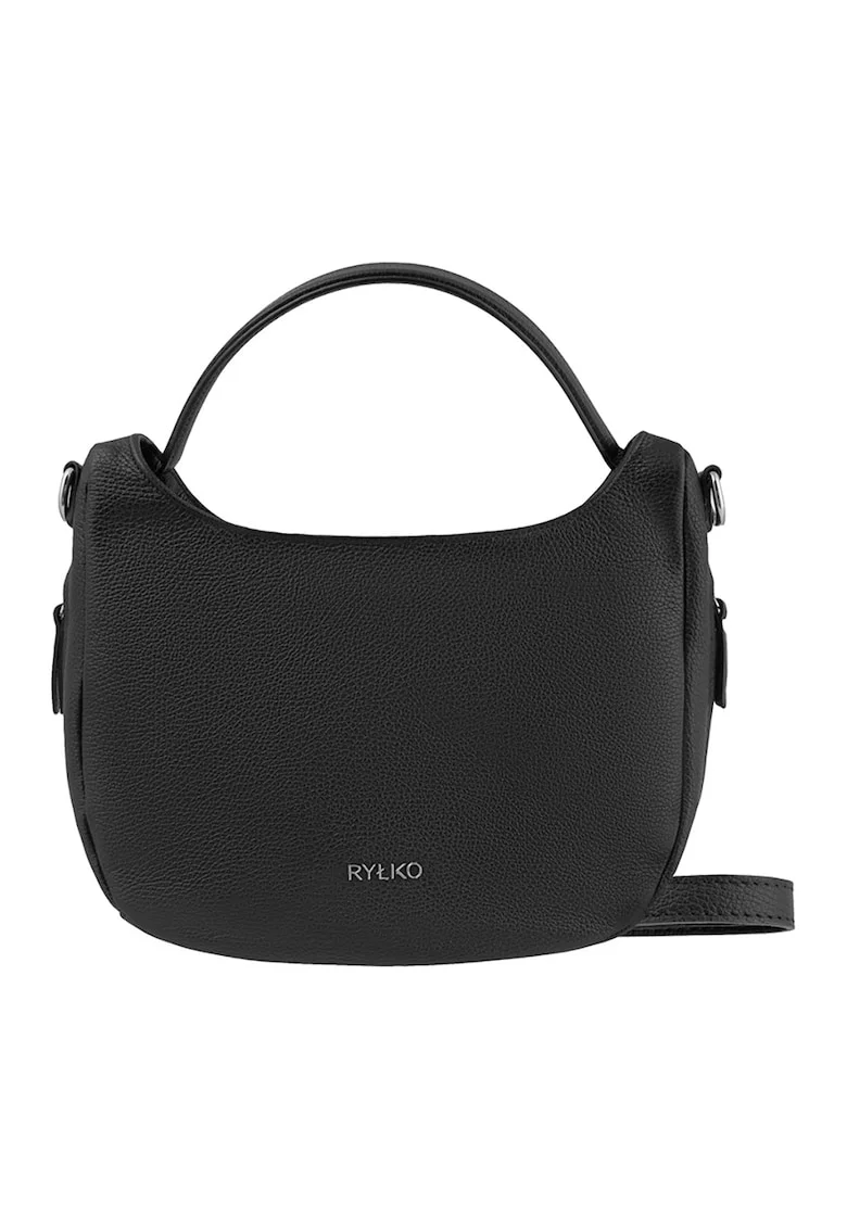 Geanta crossbody de piele cu logo, Negru