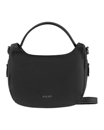 Geanta crossbody de piele cu logo, Negru