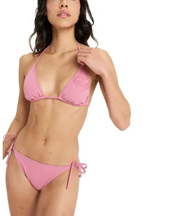Costum de baie uni cu sutien triunghiular, Roz prafuit