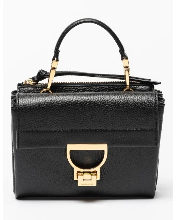 Geanta crossbody de piele cu bareta de umar Arlettis Signature, Negru