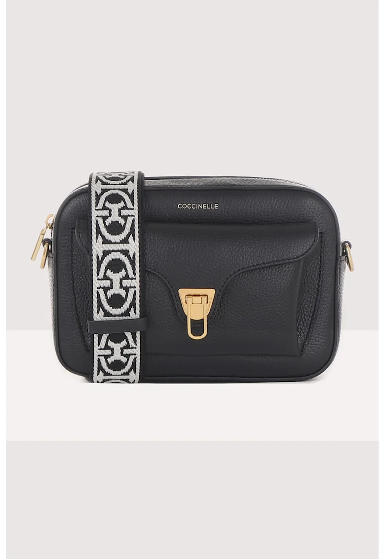 Geanta crossbody de piele cu barera detasabila Beat Soft, Auriu/Negru