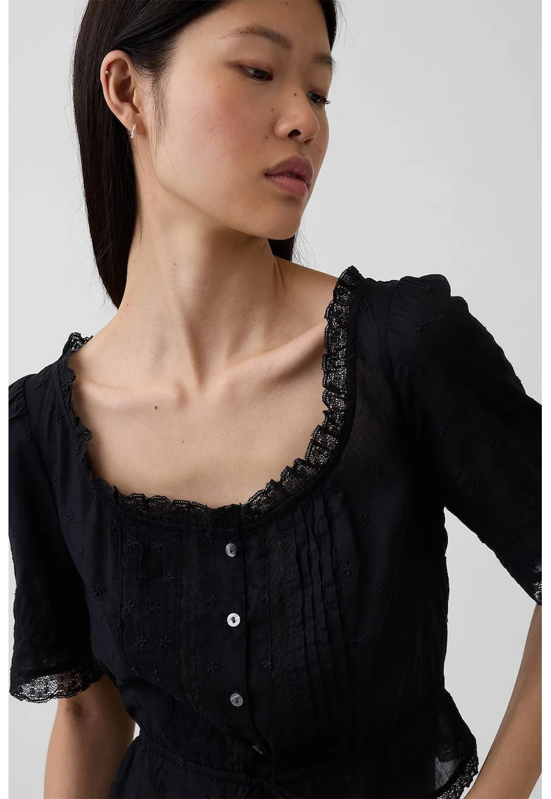 Bluza crop cu maneci scurte, Negru