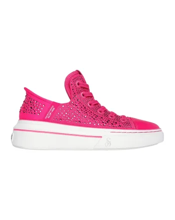 Tenisi slip-ins cu aplicatii din strasuri Snoop One, Fucsia/Argintiu