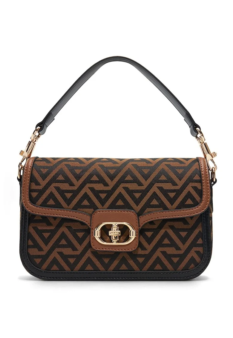 Geanta crossbody din piele ecologica cu model Landenderiel, Negru/Maro