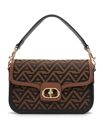 Geanta crossbody din piele ecologica cu model Landenderiel, Negru/Maro