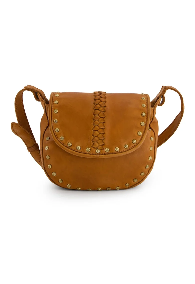 Geanta crossbody din piele naturala cu nituri