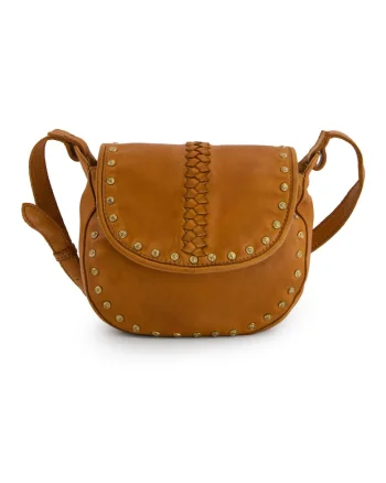 Geanta crossbody din piele naturala cu nituri