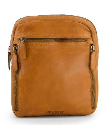 Geanta crossbody din piele naturala cu buzunare multiple