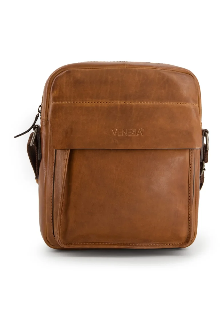 Geanta crossbody din piele cu buzunare exterioare