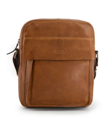 Geanta crossbody din piele cu buzunare exterioare