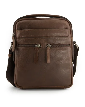 Geanta crossbody din piele naturala cu buzunare multiple
