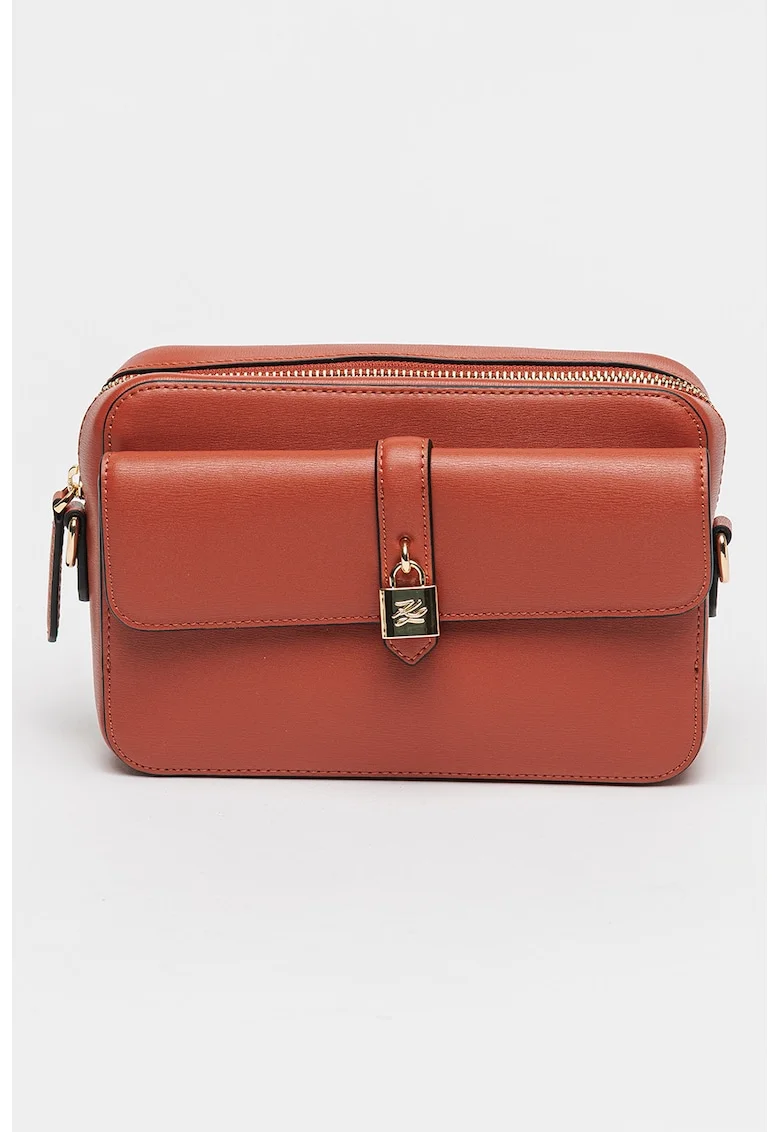 Geanta crossbody de piele Autograph, Caramiziu