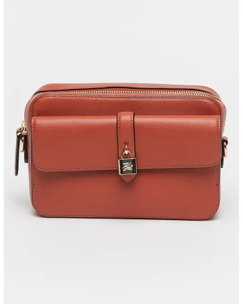 Geanta crossbody de piele Autograph, Caramiziu
