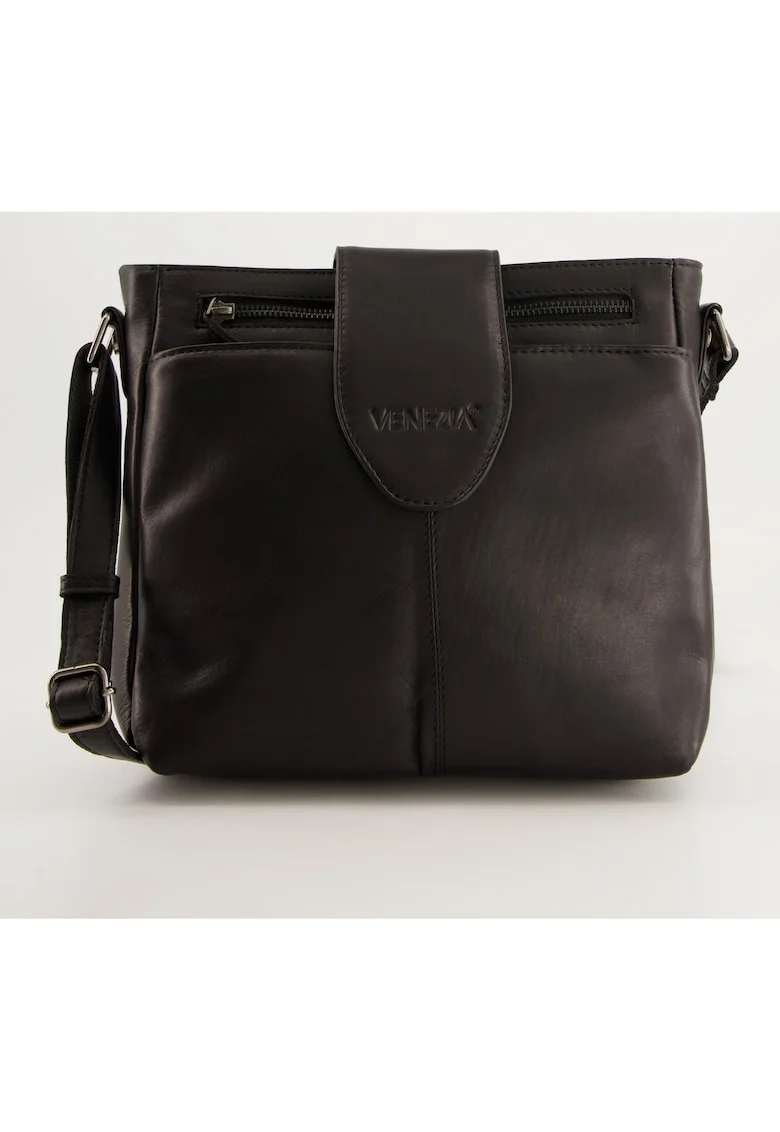 Geanta crossbody din piele cu buzunare