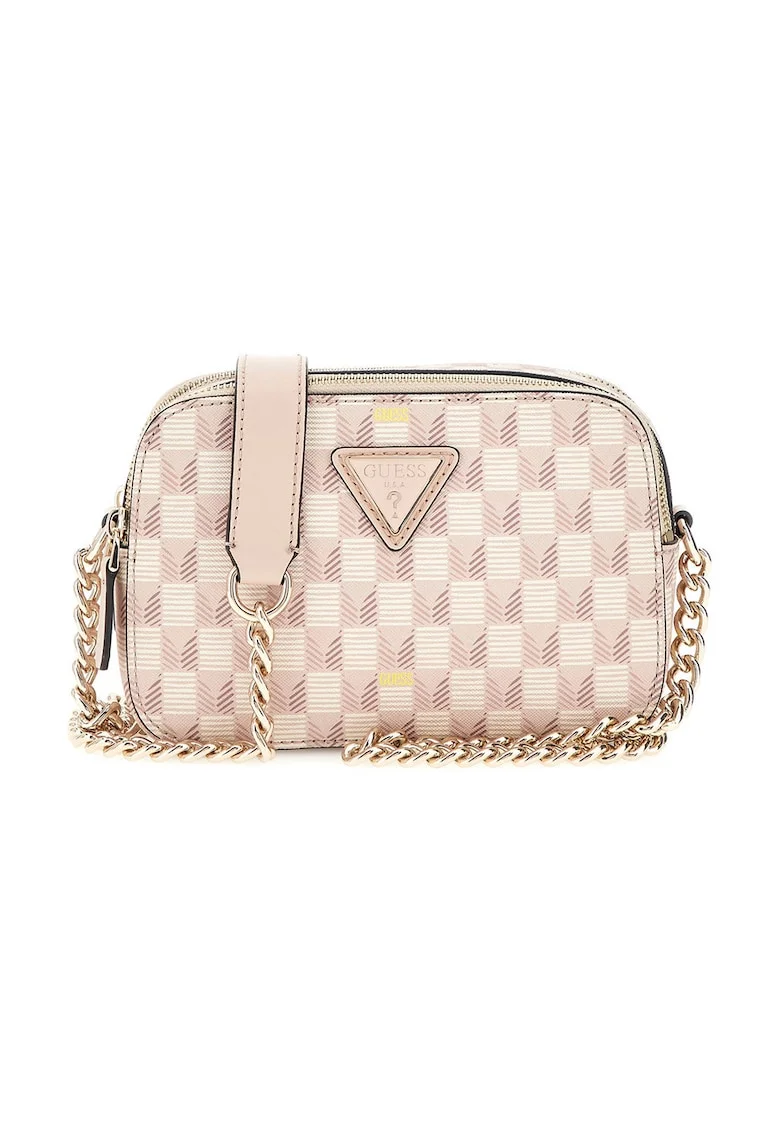 Geanta crossbody cu model Vikky II, Alb/Roz prafuit