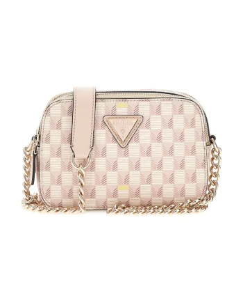 Geanta crossbody cu model Vikky II, Alb/Roz prafuit