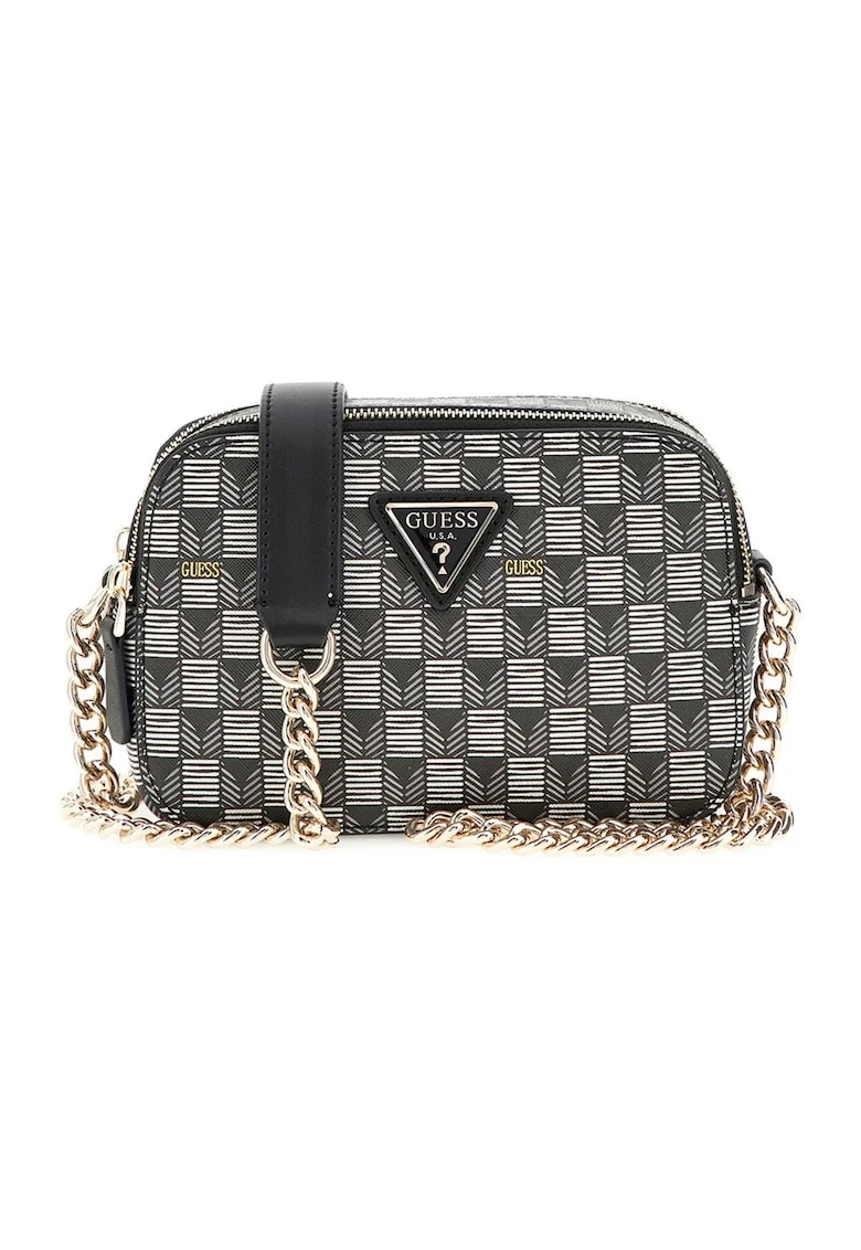 Geanta crossbody cu model Vikky II, Alb/Negru
