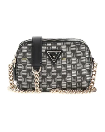 Geanta crossbody cu model Vikky II, Alb/Negru
