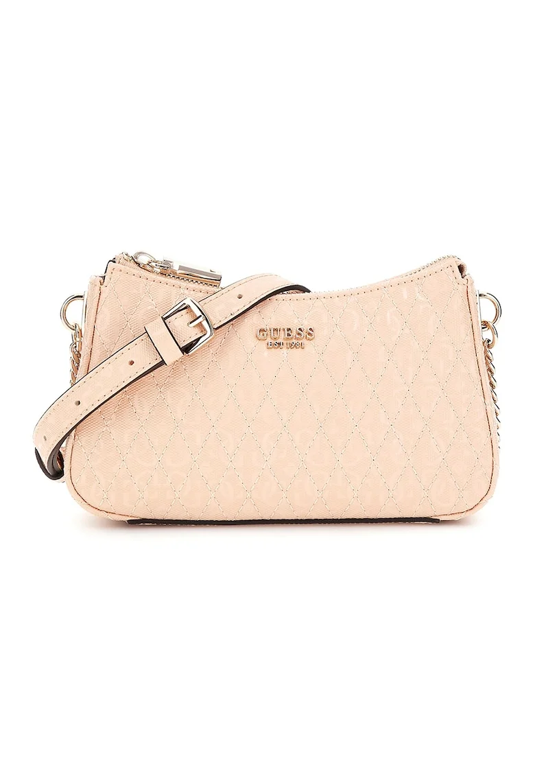 Geanta crossbody mini din piele ecologica cu logo metalic Betula, Piersica