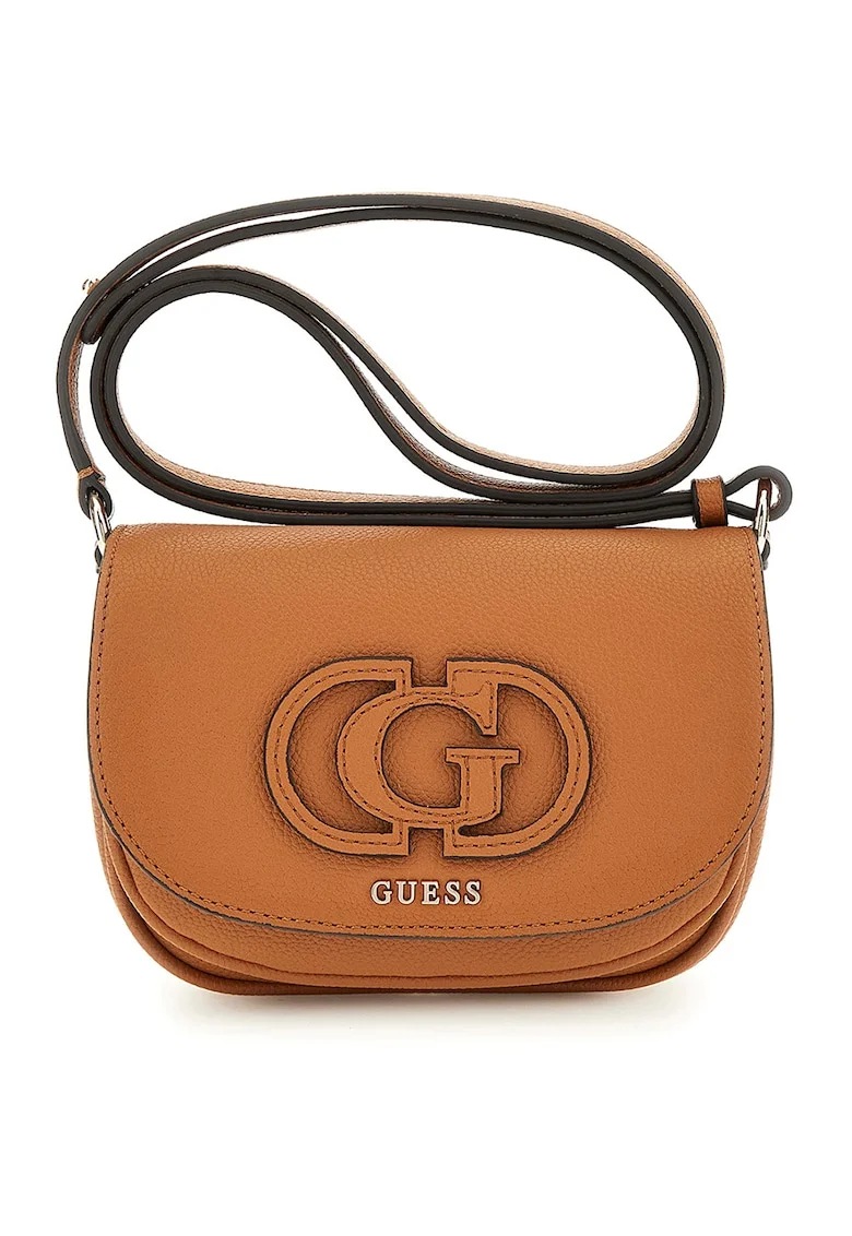 Geanta crossbody din piele ecologica cu clapa, Caramel