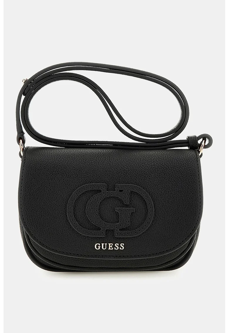 Geanta crossbody din piele ecologica cu clapa, Negru