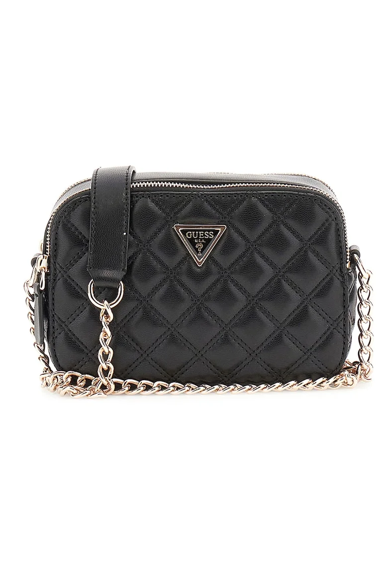 Geanta crossbody din piele ecologica cu aspect matlasat, Negru