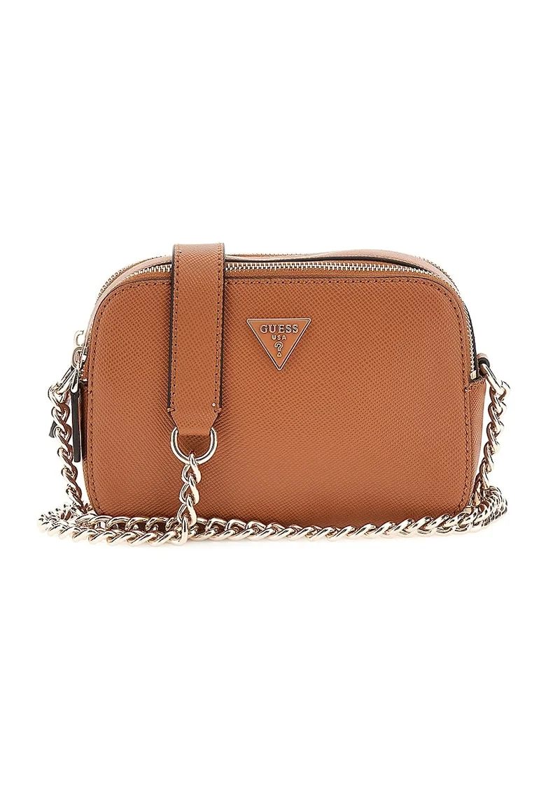 Geanta crossbody din piele ecologica cu doua compartimente Noelle, Maro scortisoara