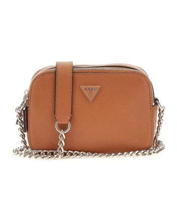 Geanta crossbody din piele ecologica cu doua compartimente Noelle, Maro scortisoara