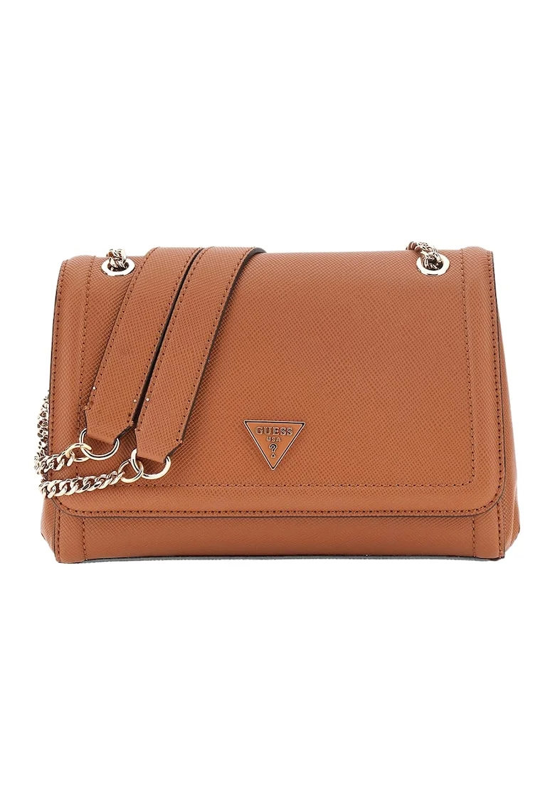Geanta crossbody din piele ecologica cu bareta din lant Noelle, Maro scortisoara