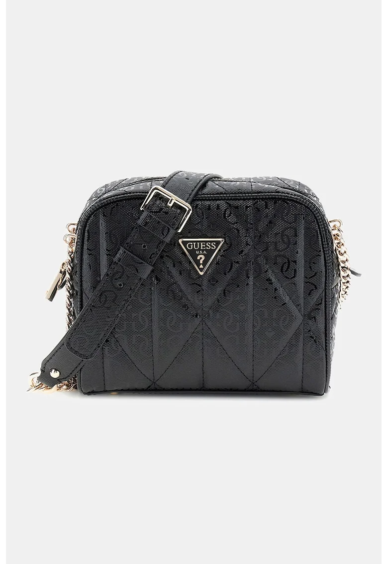 Geanta crossbody cu bareta din lant, Gri antracit