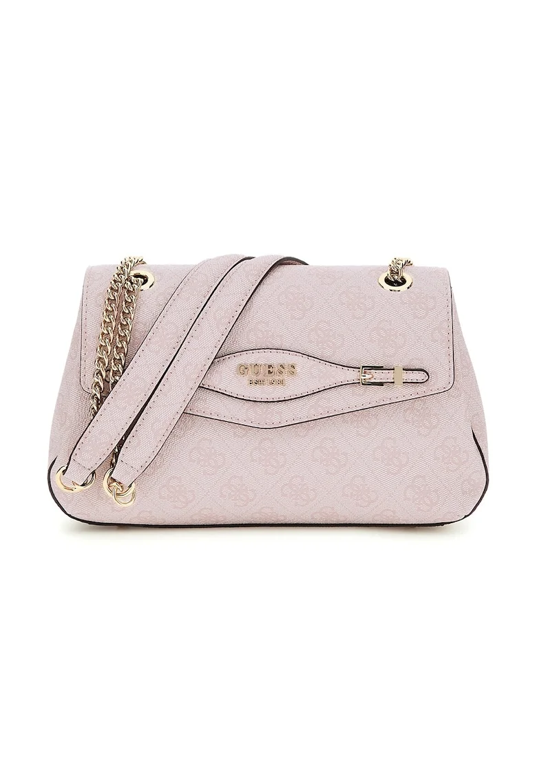 Geanta crossbody de piele ecologica cu model, Roz deschis
