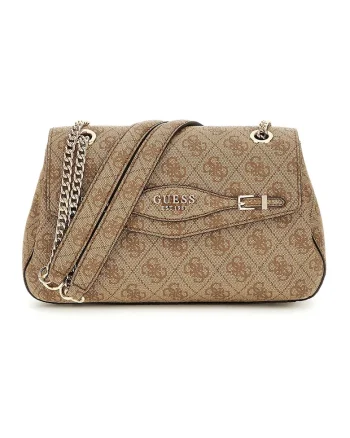 Geanta crossbody de piele ecologica cu model, Maro deschis