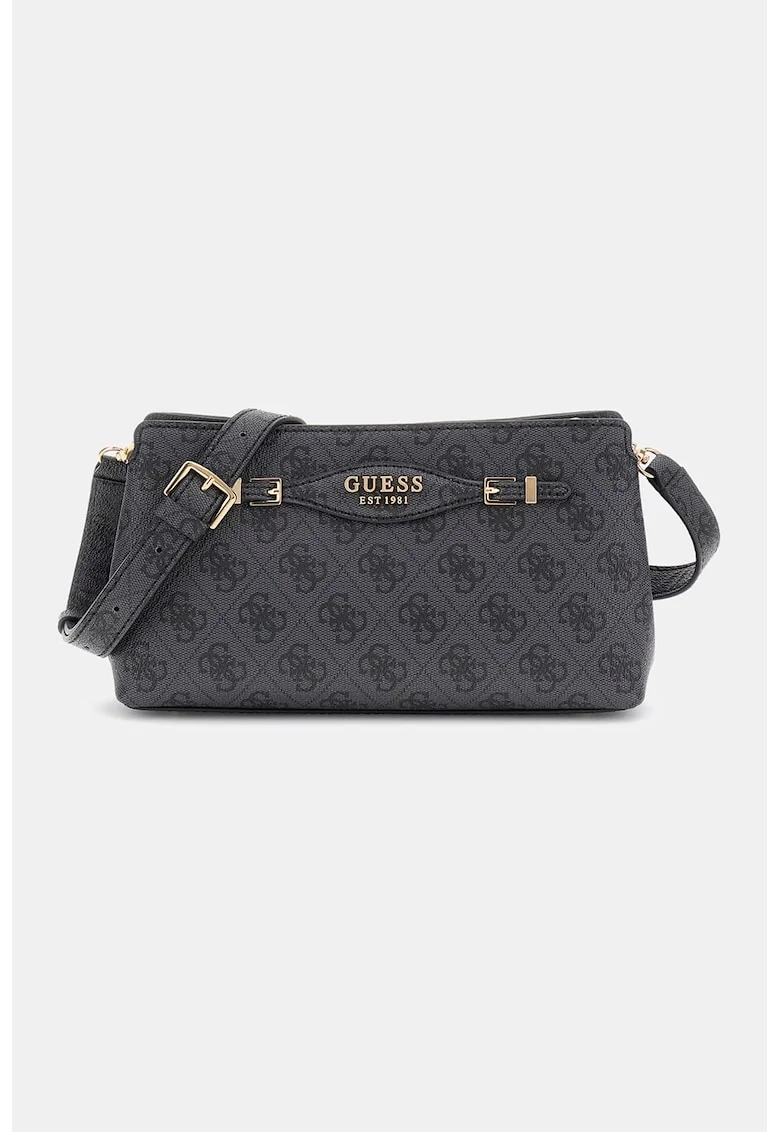 Geanta crossbody din piele ecologica cu model, Gri inchis