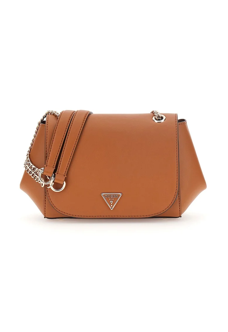 Geanta crossbody din piele ecologica cu doua compartimente, Maro scortisoara