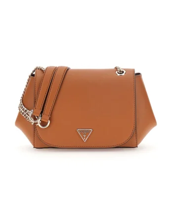 Geanta crossbody din piele ecologica cu doua compartimente, Maro scortisoara