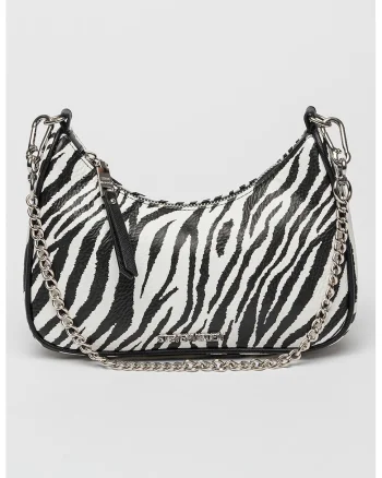 Geanta crossbody Bvital, Alb/Negru