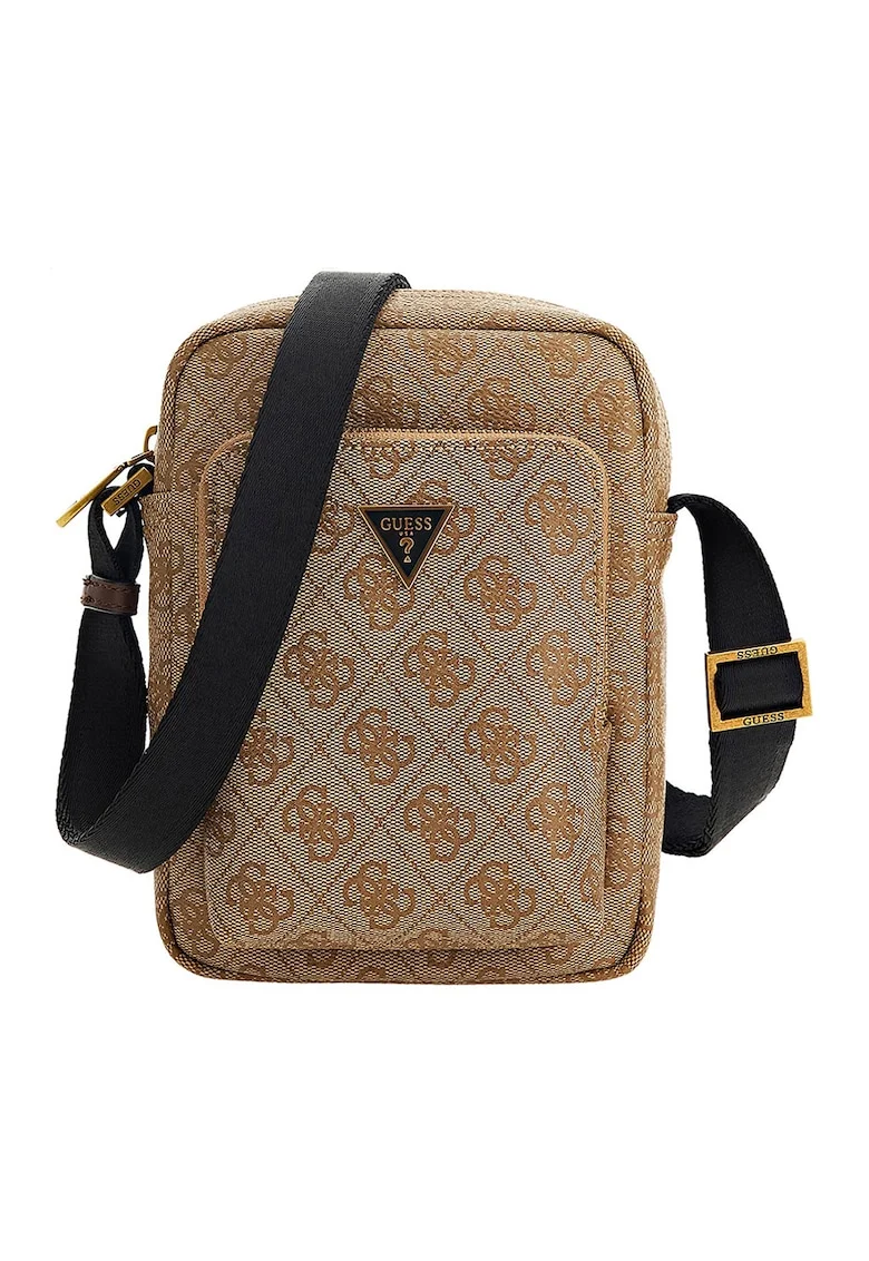 Geanta crossbody cu imprimeu logo Vezzola, Maro/Bej