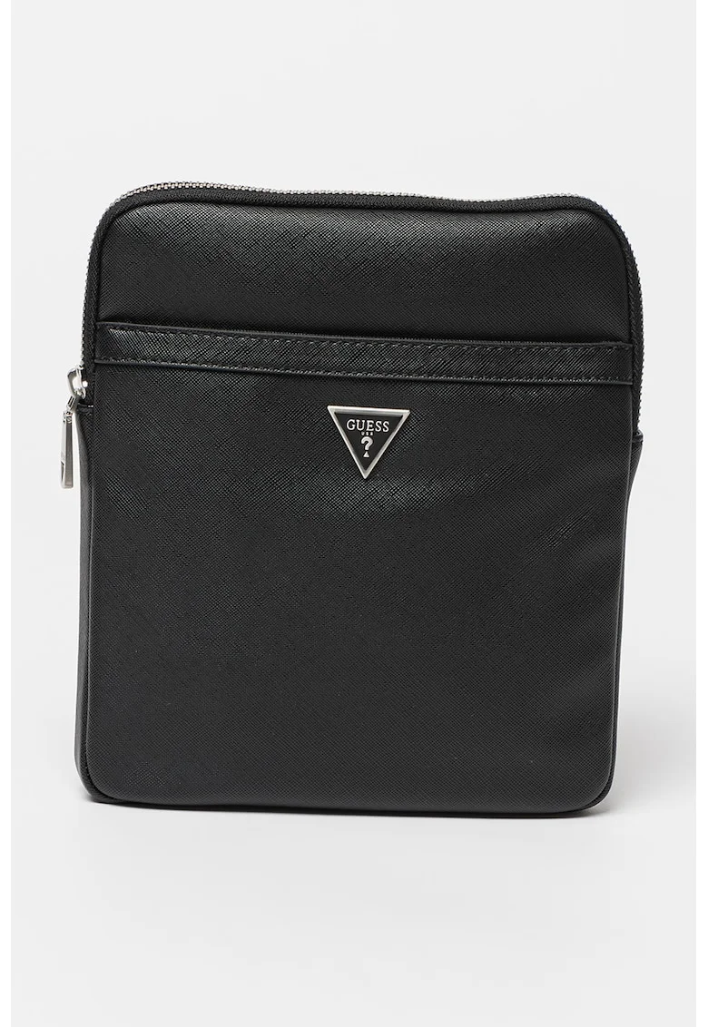 Geanta crossbody de piele ecologica cu logo Certosa, Negru