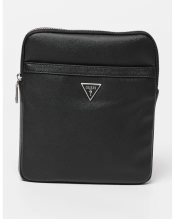 Geanta crossbody de piele ecologica cu logo Certosa, Negru