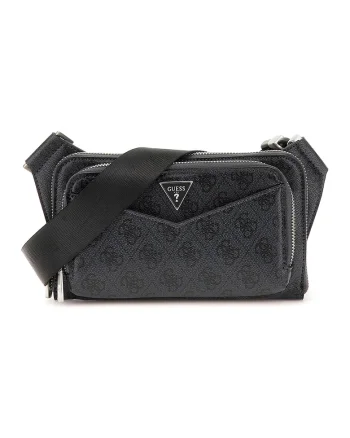 Geanta crossbody din piele ecologica cu 2 compartimente Siena, Negru