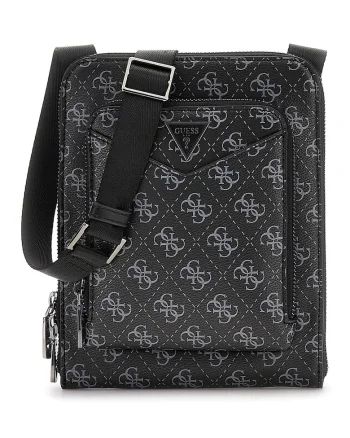 Geanta crossbody din piele ecologica cu model logo Siena, Negru/Gri deschis