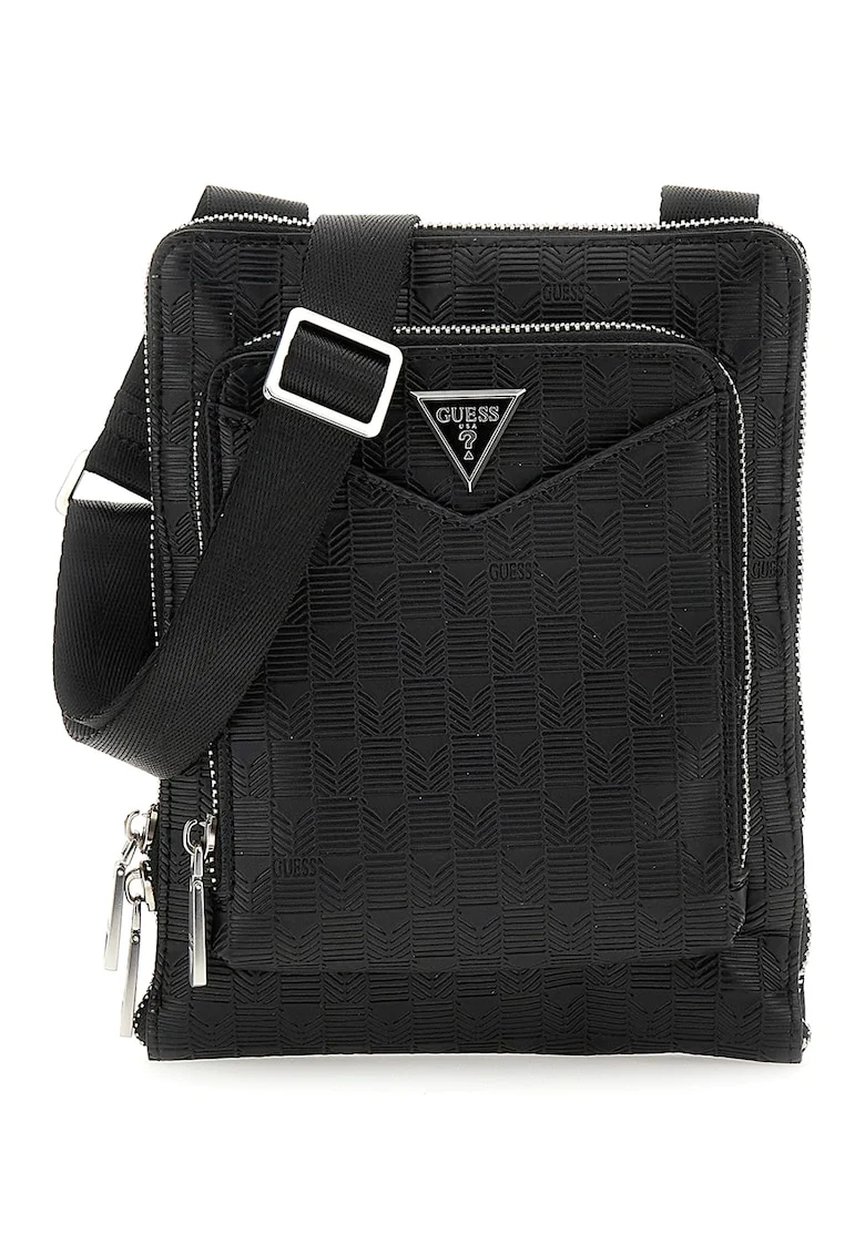 Geanta crossbody de piele ecologica cu buzunare frontal cu fermoar Siena, Negru