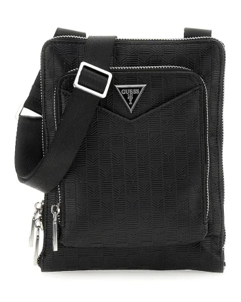 Geanta crossbody de piele ecologica cu buzunare frontal cu fermoar Siena, Negru