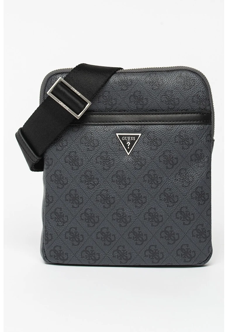 Geanta crossbody cu monograma Vezzola, Gri cenusiu/Gri inchis