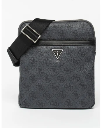 Geanta crossbody cu monograma Vezzola, Gri cenusiu/Gri inchis