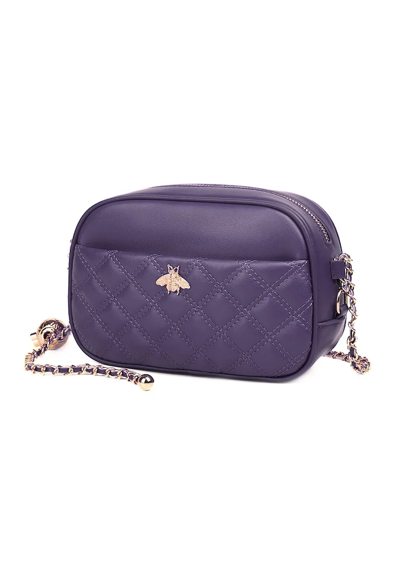 Geanta crossbody din piele cu aspect matlasat Vance, Violet prafuit