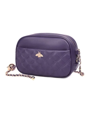 Geanta crossbody din piele cu aspect matlasat Vance, Violet prafuit