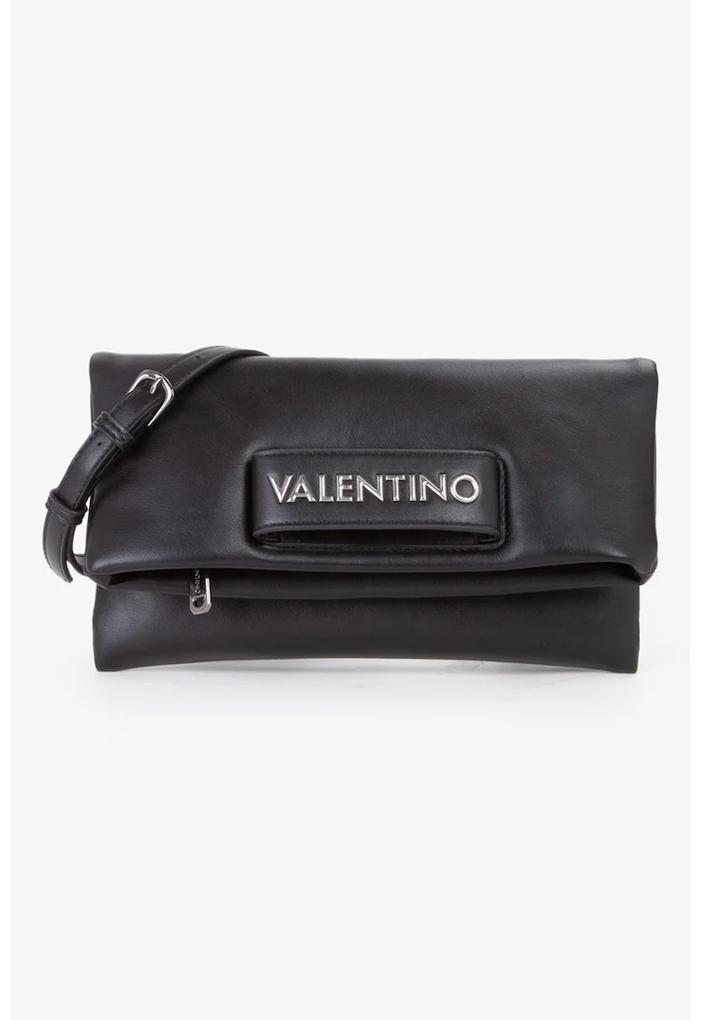 Geanta crossbody de piele ecologica cu clapa, Negru