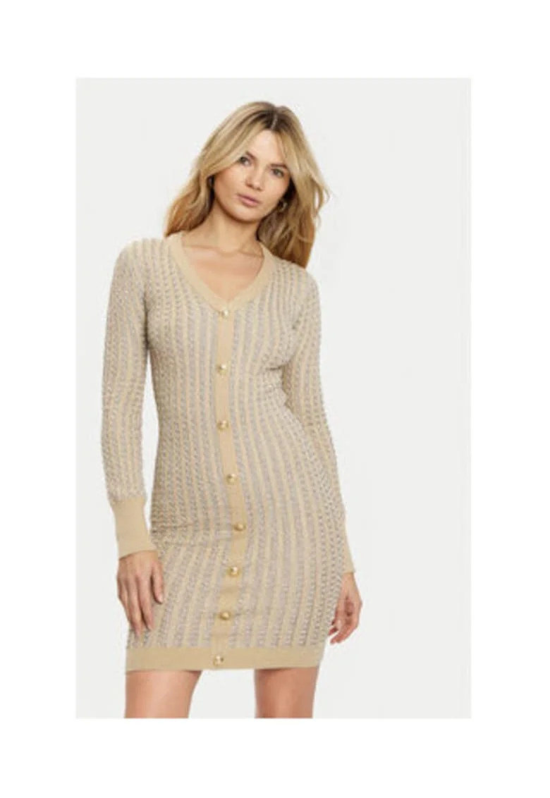 Rochie bodycon tricotata, cu nasturi decorativi